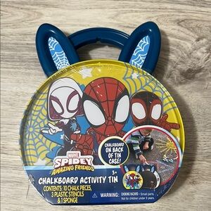 Marvel Spidey Amazing Friends Chalkboard Activity Tin - Blue and Yellow